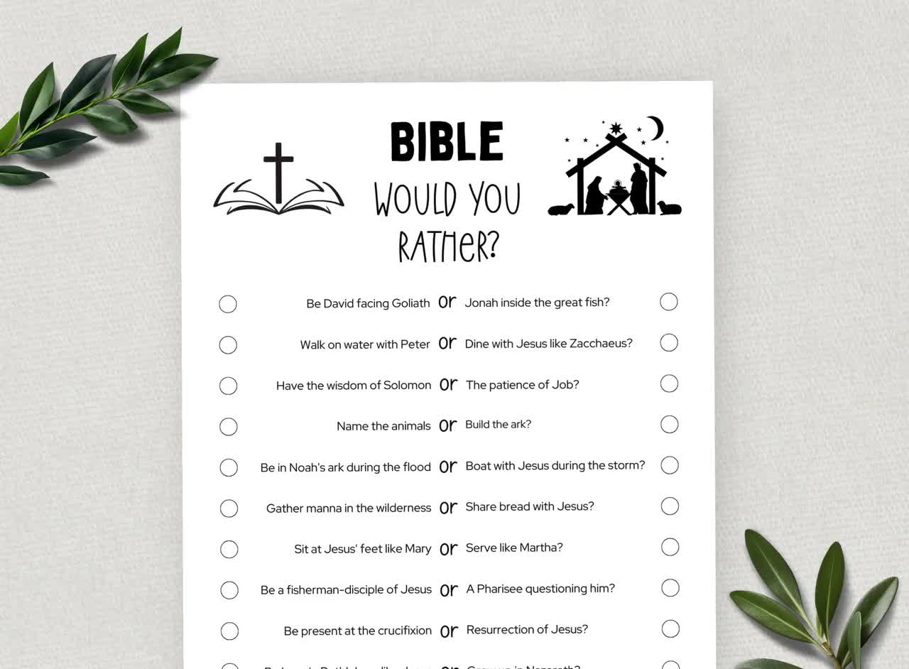 Printable Bible Would You Rather, This or That, Bible Games, Fun Christian  Youth Group Game, Sunday School, Church Study Activity 