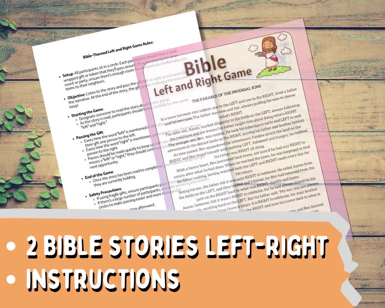 Left Right Bible Game Sunday School Bible Games Left or Right Game Family  Reunion Stories Bible Retreat Games Biblical Left and Right Game