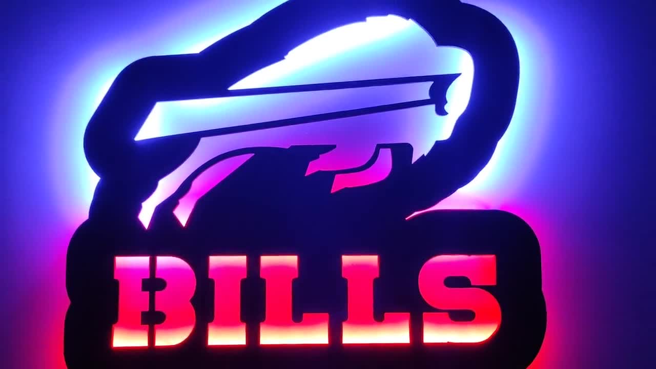 Buffalo Bills 23 LED Retro Logo Round Wall Sign