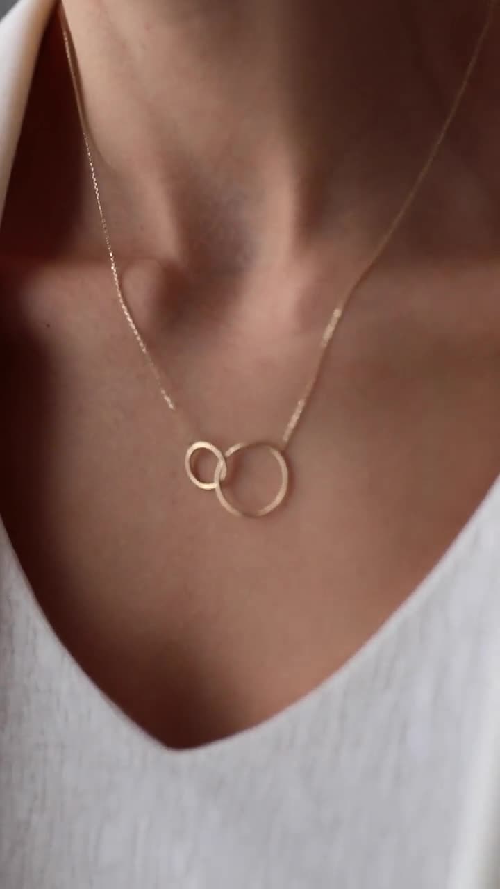 [KATENKELLY] 2way☆Chic Coin Necklace 全2色 Two Rings 14K Solid Gold Necklace Interlocking Rings