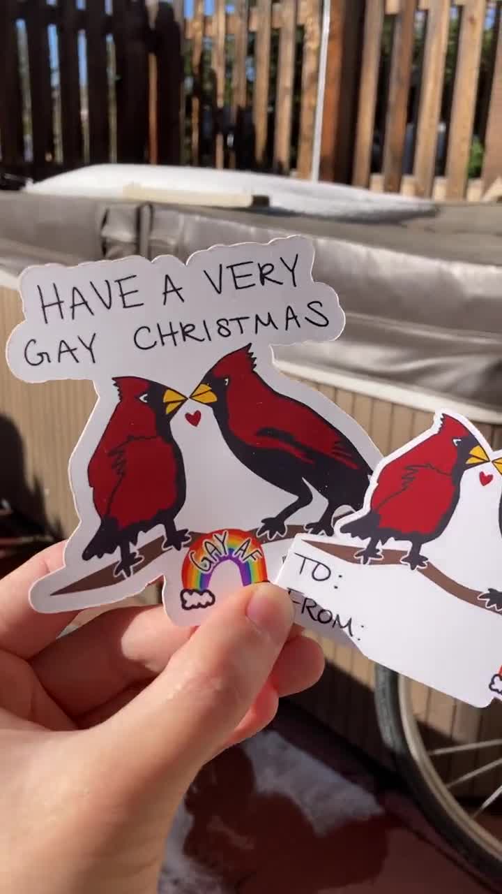 Gay cardinals holiday sticker