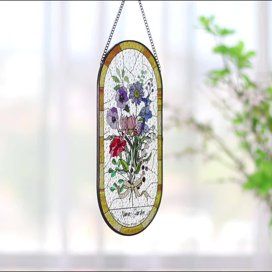家族の誕生花ブーケ誕生月の花パーソナライズされたステンドグラスの窓