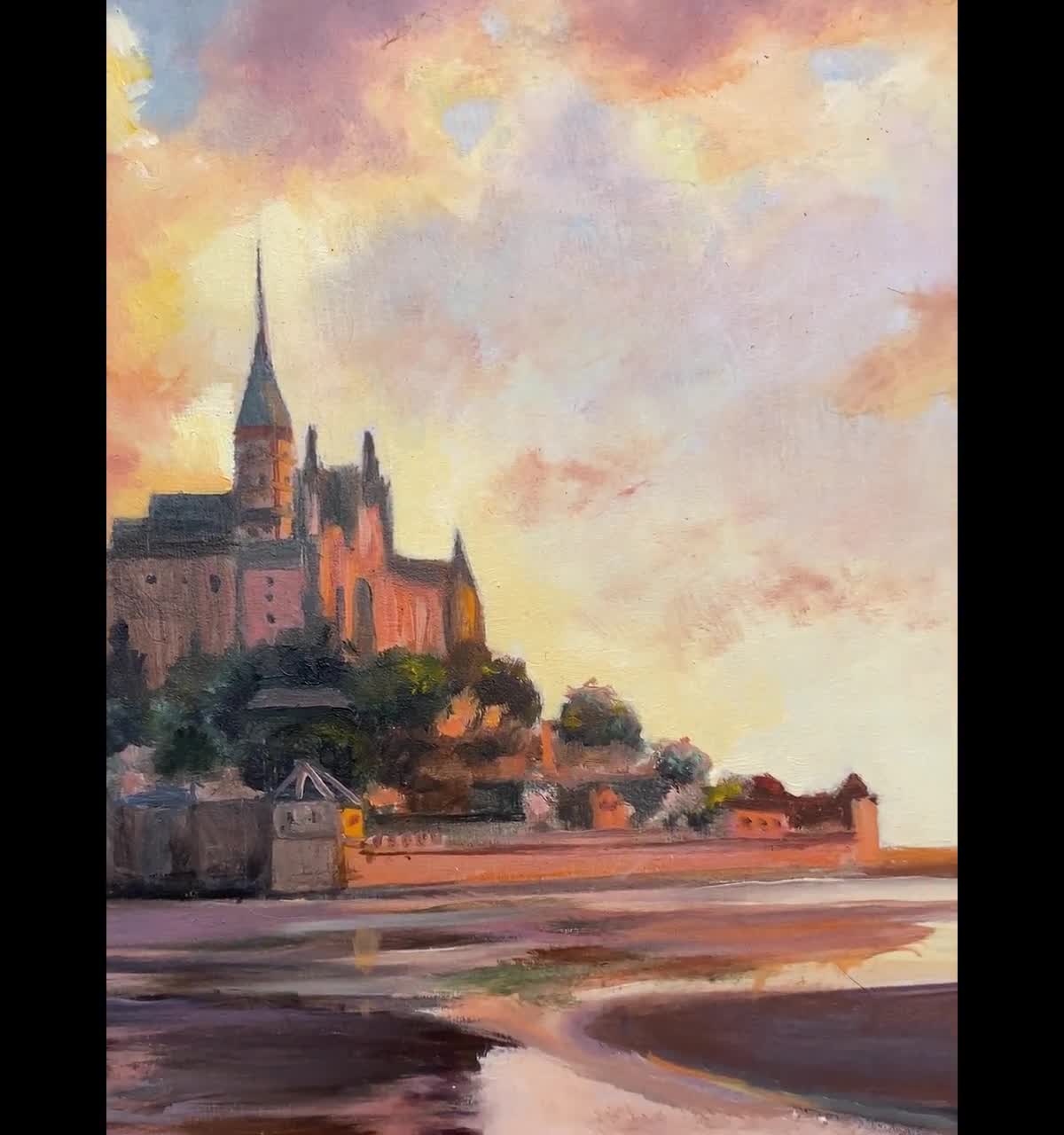 Mont Saint-michel ORIGINAL Painting, Historic Abbey Northern