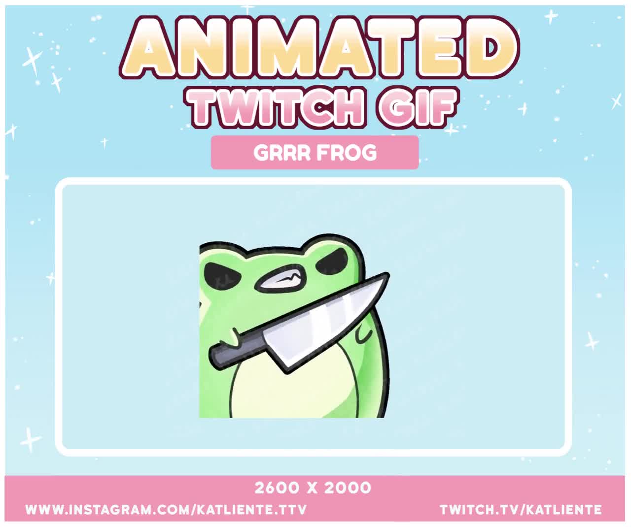 Animated Kawaii Frog Angry Knife Emote - Twitch, Discord, YouTube