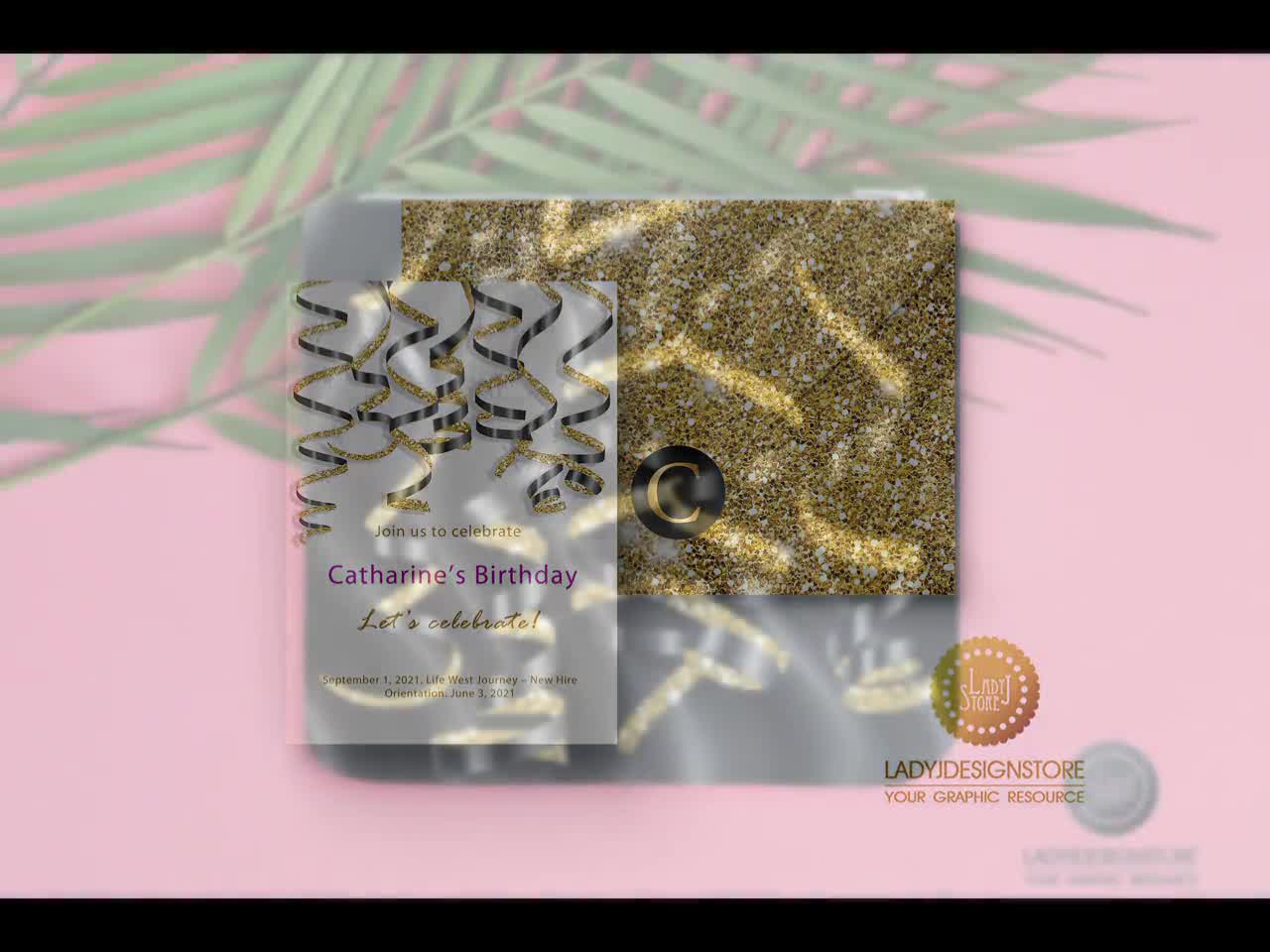Rose Gold Glitter Ribbon Streamers Confetti Clipart