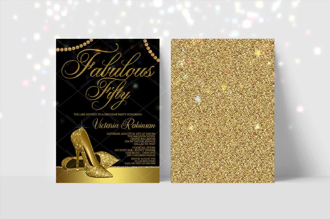 Fabulous 50 Birthday Party Invitation,fabulous Fifty Birthday