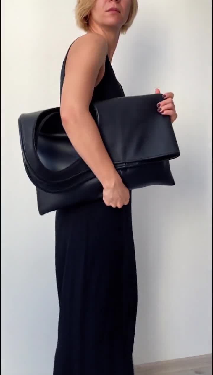 Large black clutch bag online