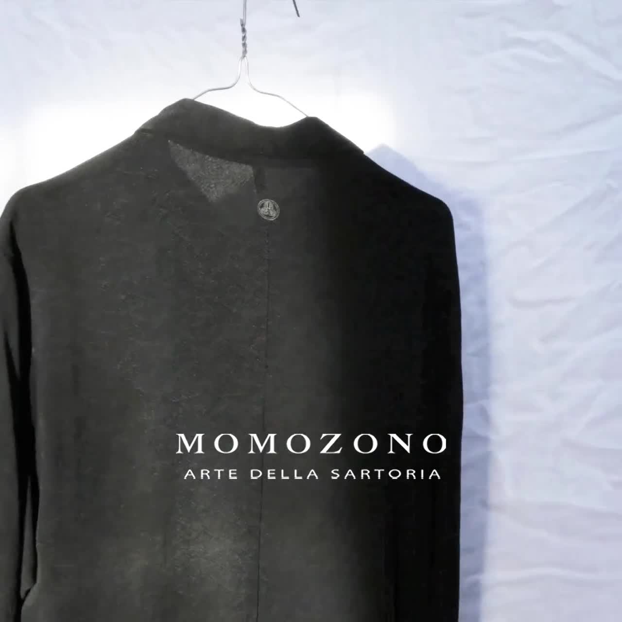 black silk shirts with Mon(Japanese emblem) made by antique kimono MOMOZONO  original