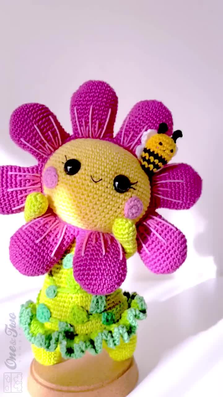 CROCHET KIT Bloom the Flower Amigurumi Pink Version One and Two Company  Design DIY Materials Supplies Yarn Toy Nursery 