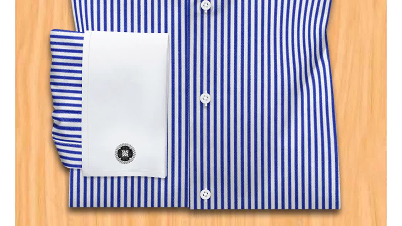 Blue Bengal Stripe Pin Collar Dress Shirt: White Collar & Cuff