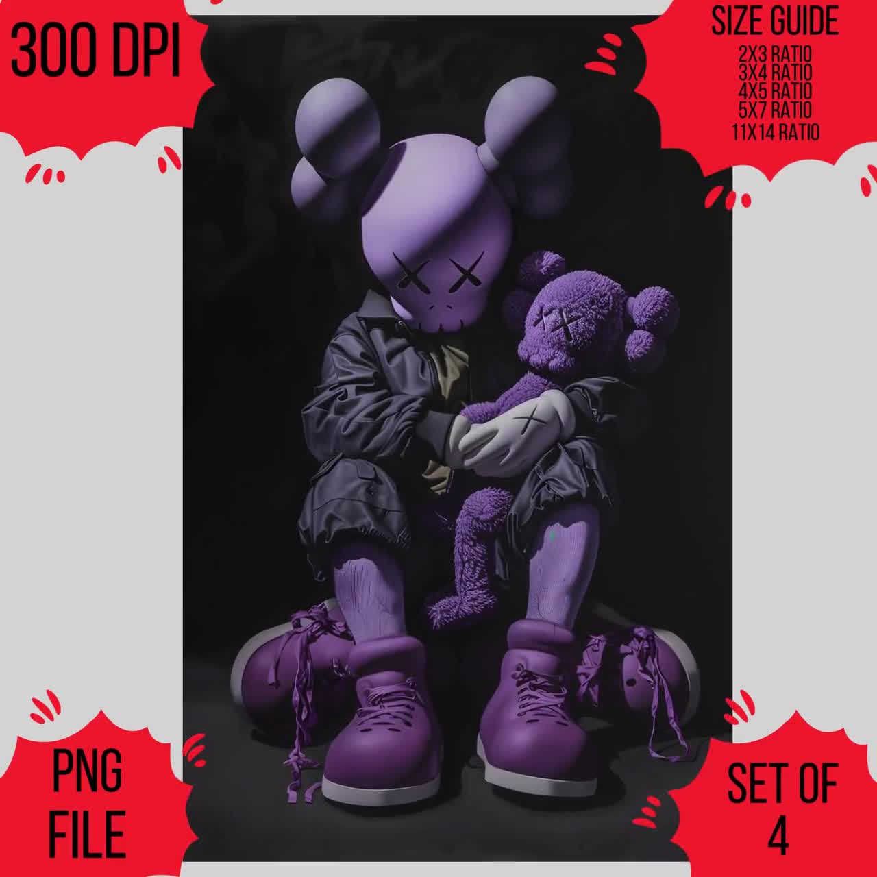 KAWS Poster Set of 4 ,kaws Figure Poster,printables