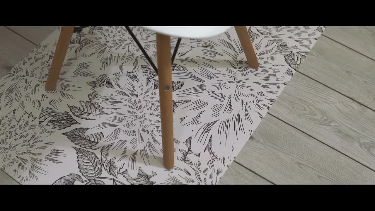 Bohemian Flowers Chair Mat, Beige Wood Floor Protection Mat, Orange Modern  Decoration, Autumn High Chair Mat, Waterproof Mat 