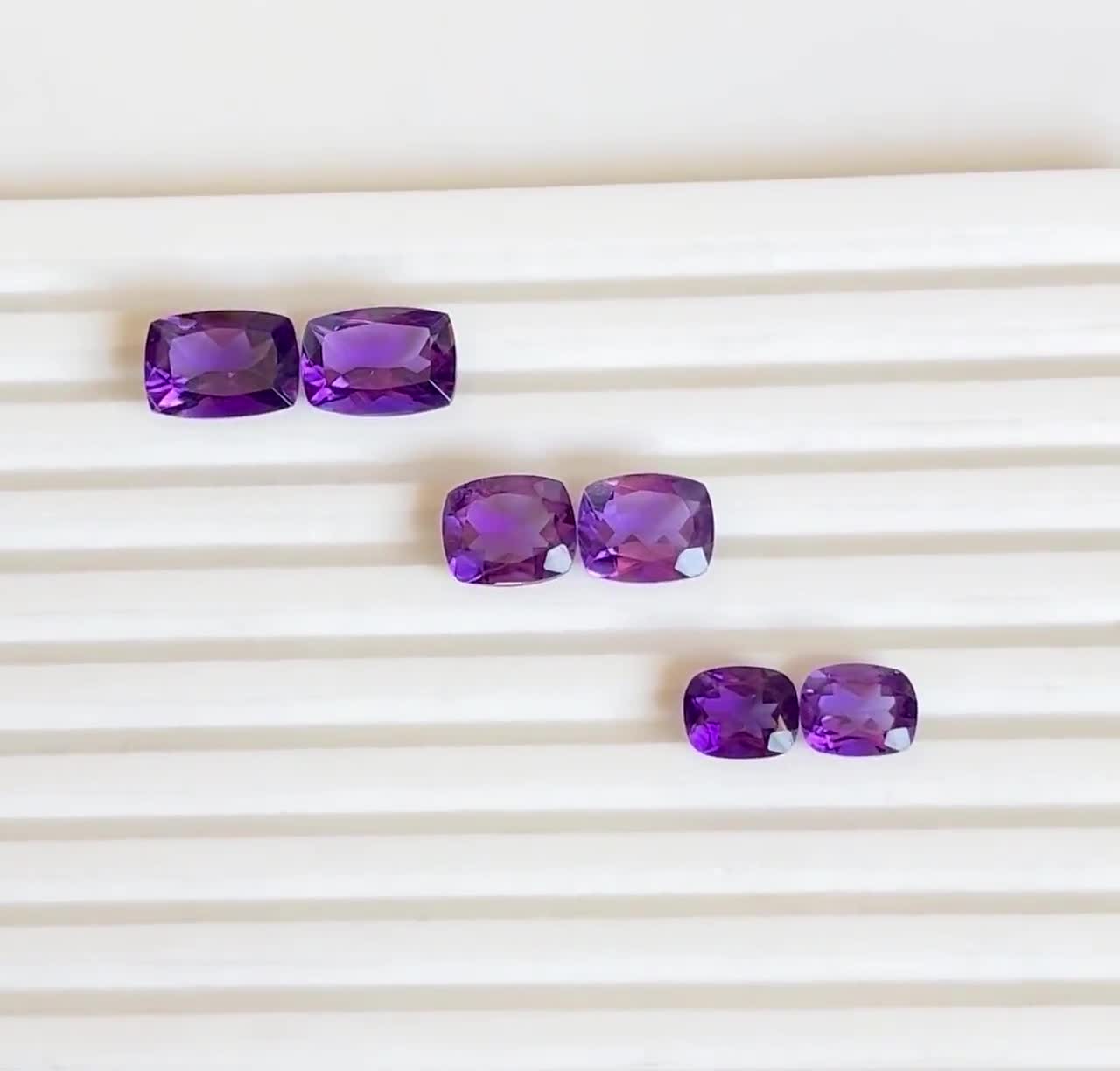 10 x 8 mm～14 x 10 mmの天然アメジストクッションカット宝石