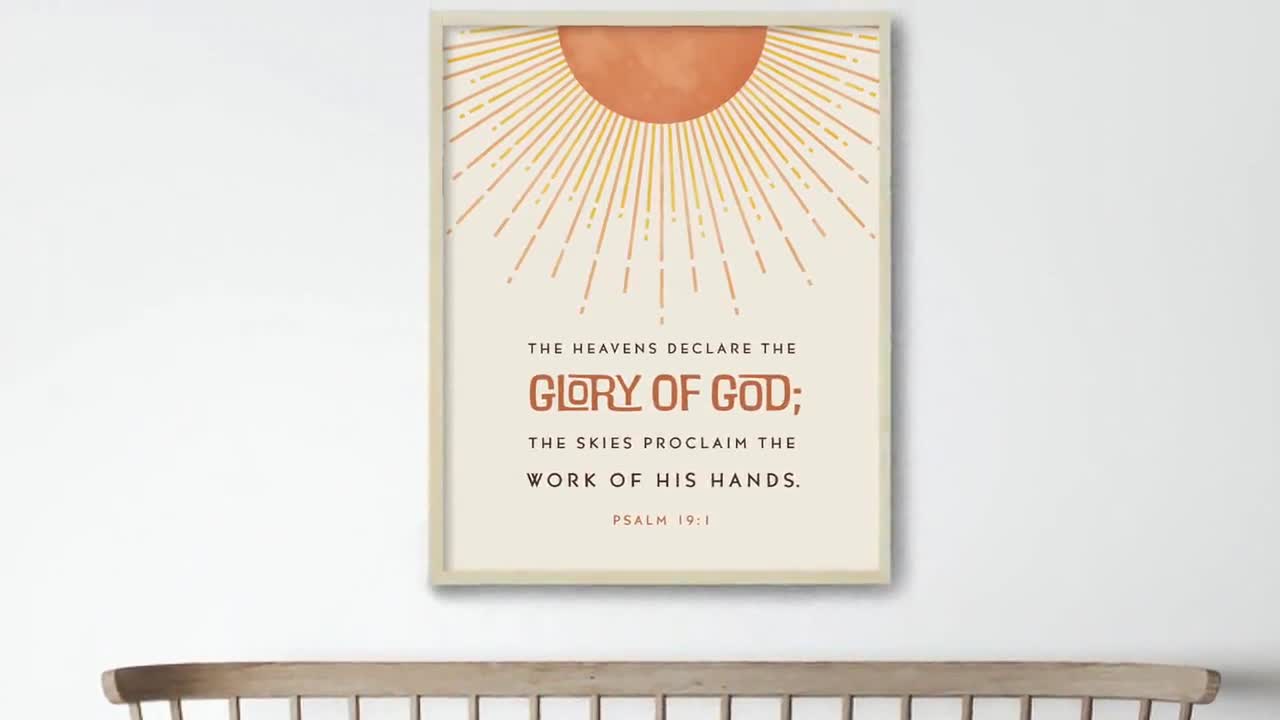 Psalm 19:1 Bible Verse Wall Art, the Heavens Declare the Glory of God  Scripture Print, Sun Poster Boho Wall Decor, Christian Gift, Printable -   Israel