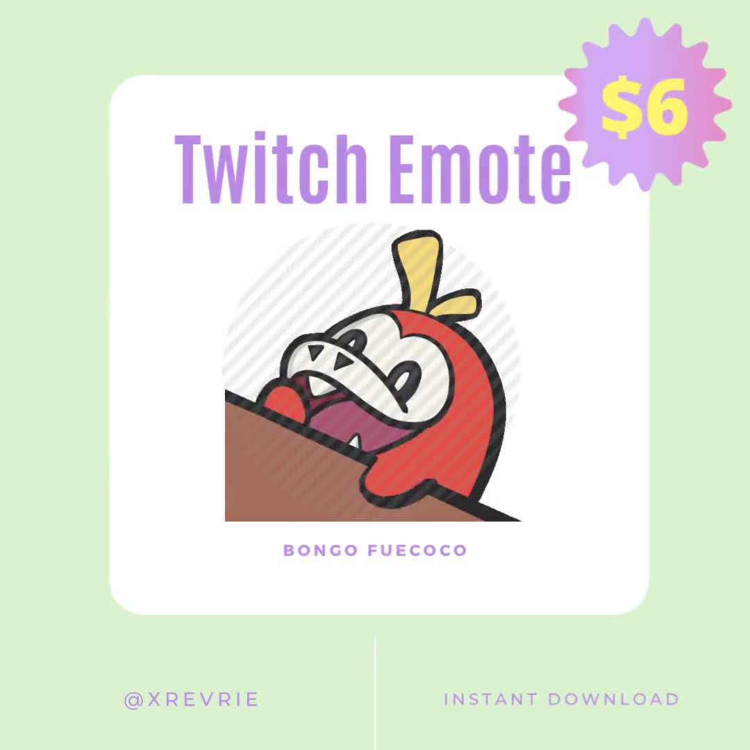 Bongo Fuecoco Animated Emote for Twitch, Discord, YouTube, etc.