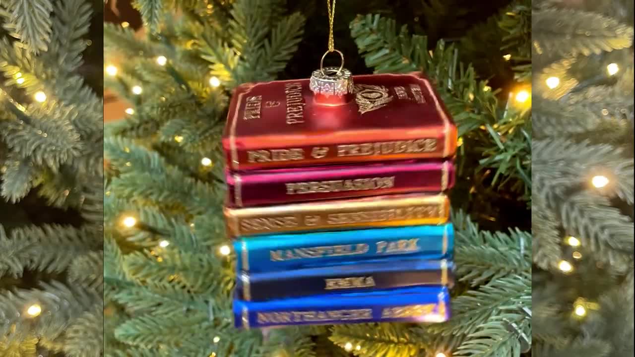 Decorazione Della Biblioteca delll'albero Di Natale, Pendente Sospeso All' albero | Ornamento Decorativo Con Libri Impilati, Decorazione Natalizia Per Gli Amanti Dei Libri, Pezzo Decorativo Per Libri