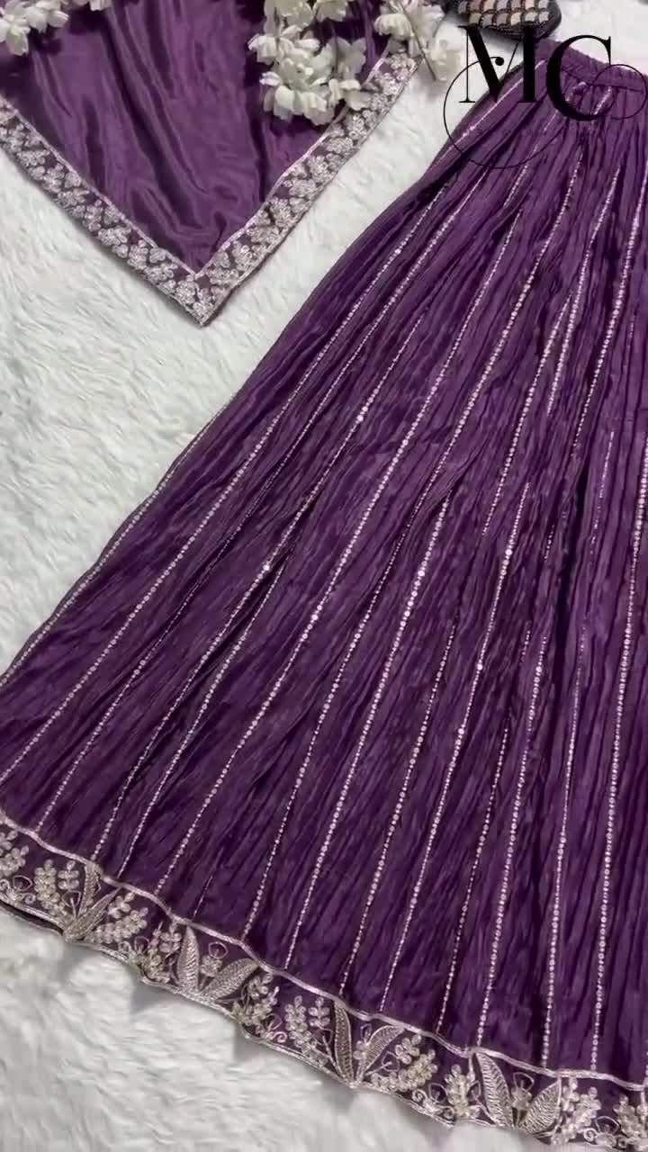 Pakistański projektant fioletowy strój imprezowy Salwar Kameez z dupattą dla kobiet, pakistańskie garnitury, indyjski etniczny strój imprezowy, garnitur w dużym rozmiarze video poster