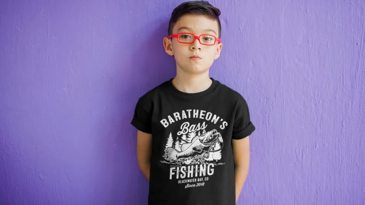 Funny Bass Fishing Graphic T-Shirts for Kids Boys & Girls