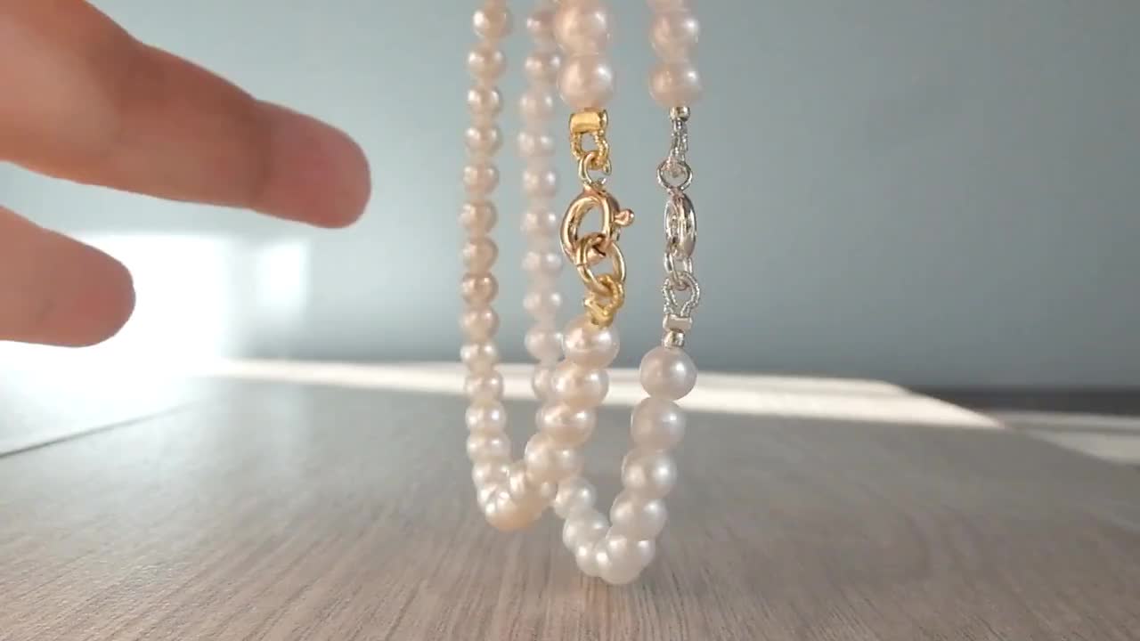 Bracciale Di Perle D'Acqua Dolce Naturali 7-8 Mm - Infilato A Mano, Lunghezza 18,5 Cm, Elegante Gioiello Per Donna