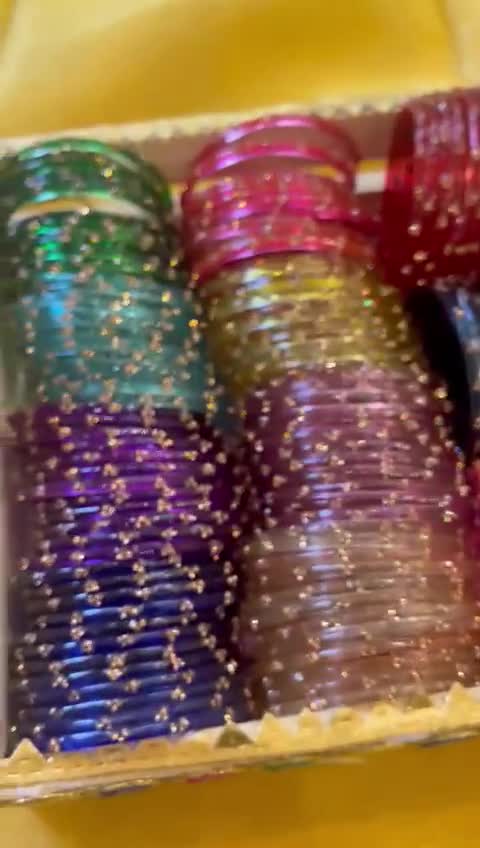 96 Glass Churi Bangles Set: India Pakistan Bridal Chura, Sizes 2.2-2.8 video poster