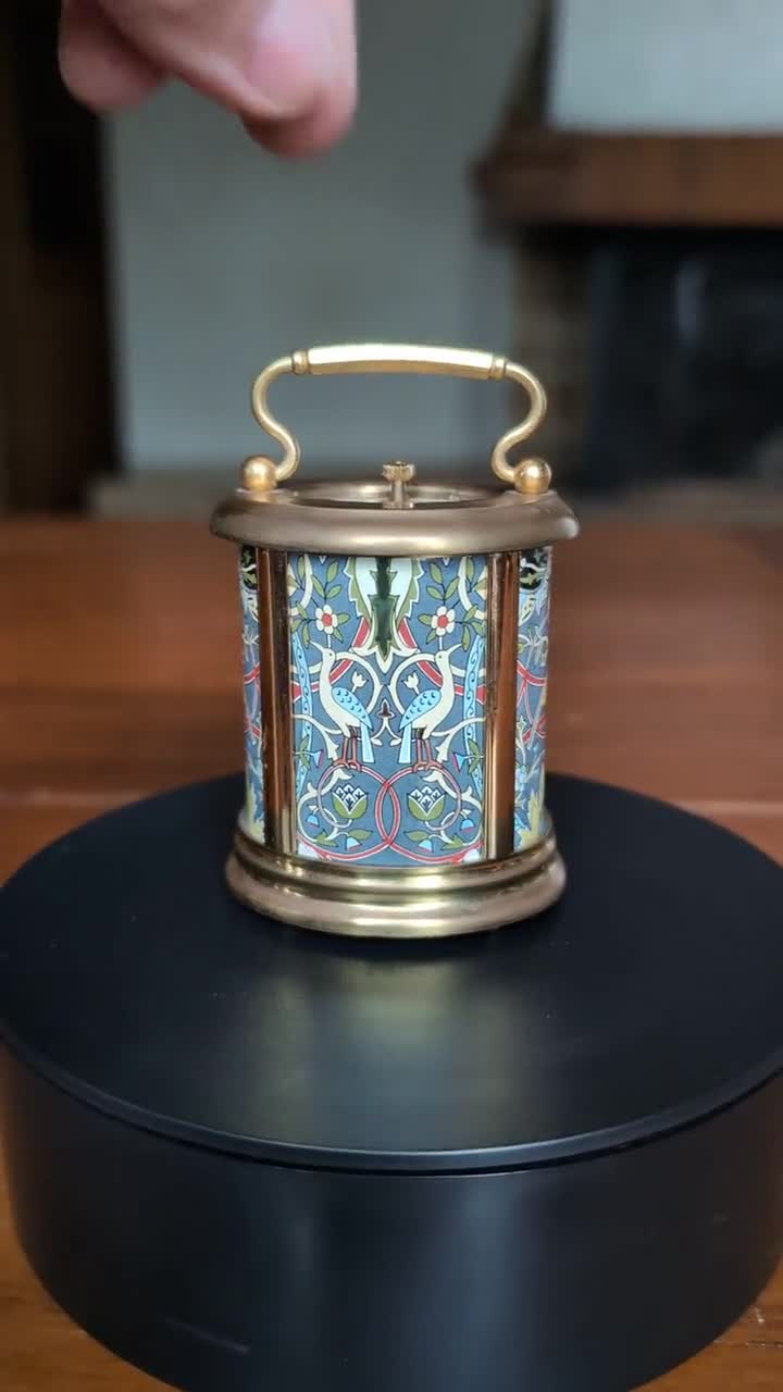 Vintage 1980s Halcyon Days Hand Painted Enamel Quartz Carriage