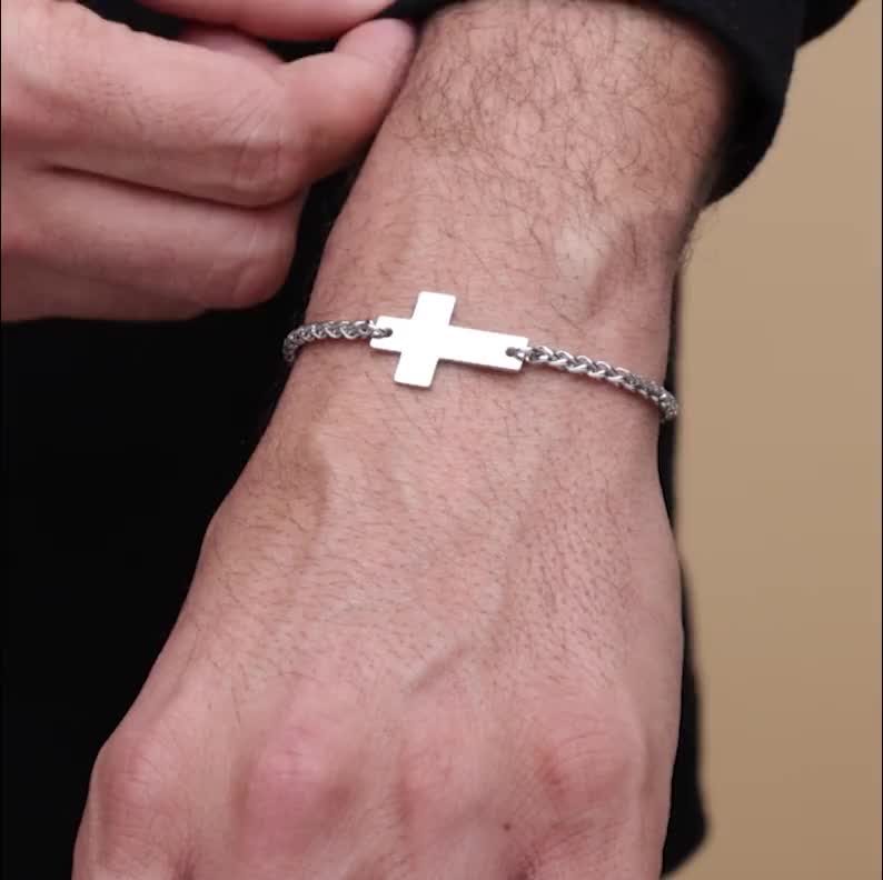 Syndy's Diamond Cross Bracelet, Sterling Silver, Bolo Style Chain Brac –  Gem of the Day