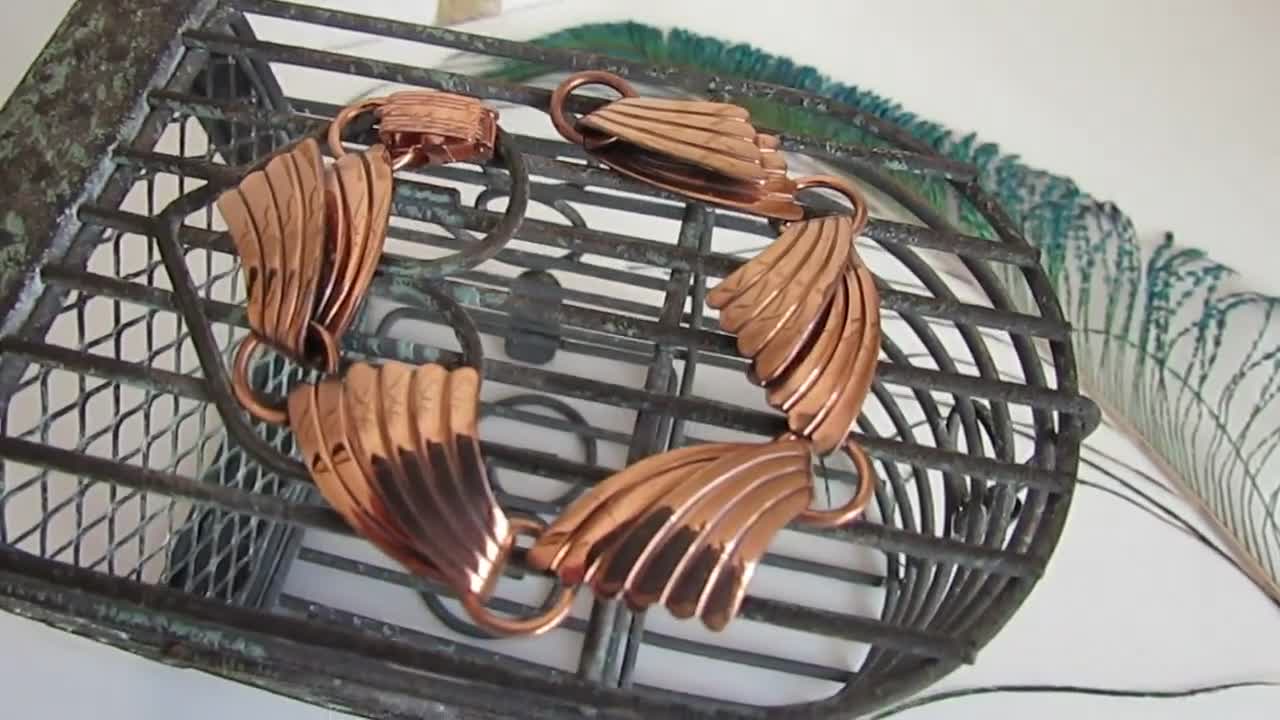 COPPER BY BELL Bracelet, Designer Signed, Modernist Three