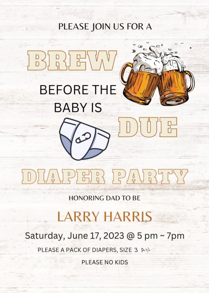 Brew Before the Baby is Due Dads Baby Shower Invitation Digital Download  Editable Template Diaper Party - Etsy