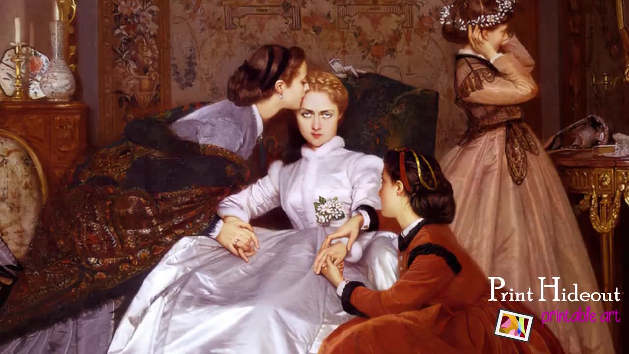 気の進まない花嫁、ビクトリア朝の壁画、1866年、オーギュスト