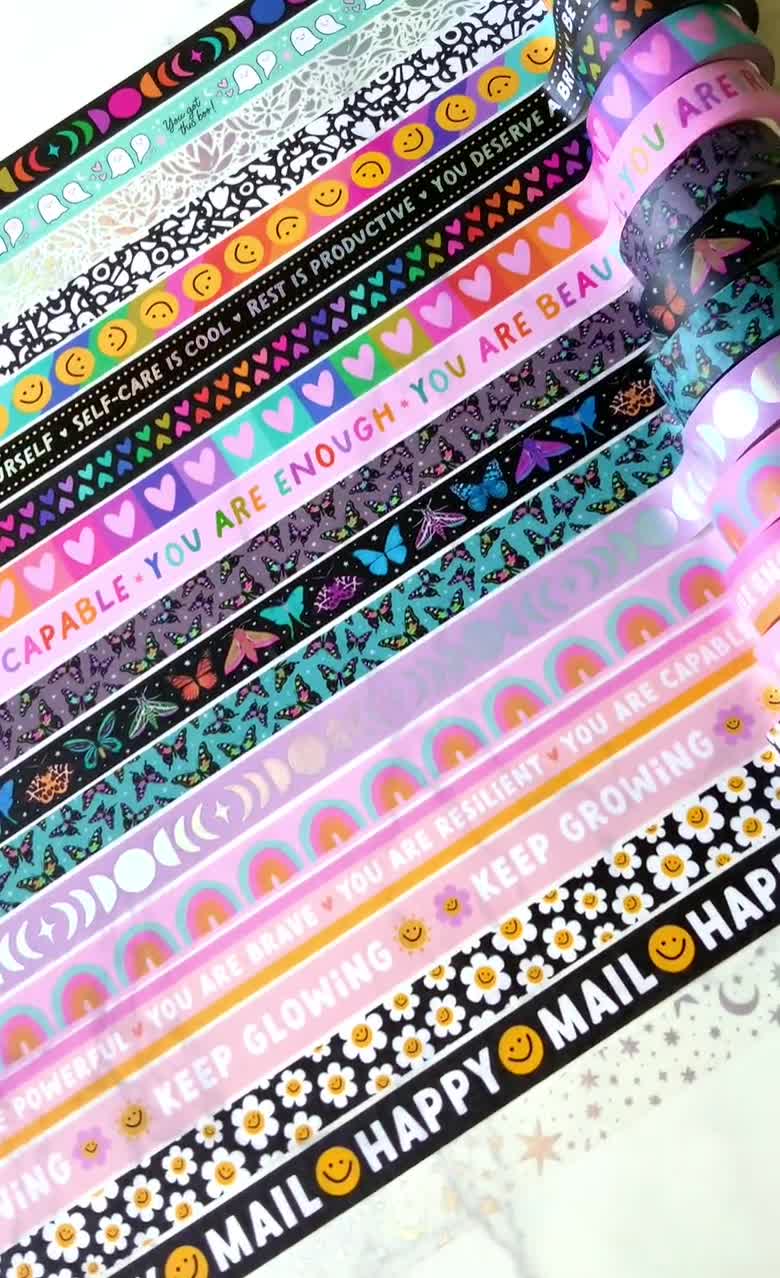 Positive Affirmations Washi Tape for Planners, Crafts, Journaling Tape,  Mental Health Colorful Black/pink Washi Tape, Encouraging Gifts 