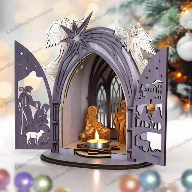 Nativity Scene Miniatures Candle Holder Laser Cut Svg File
