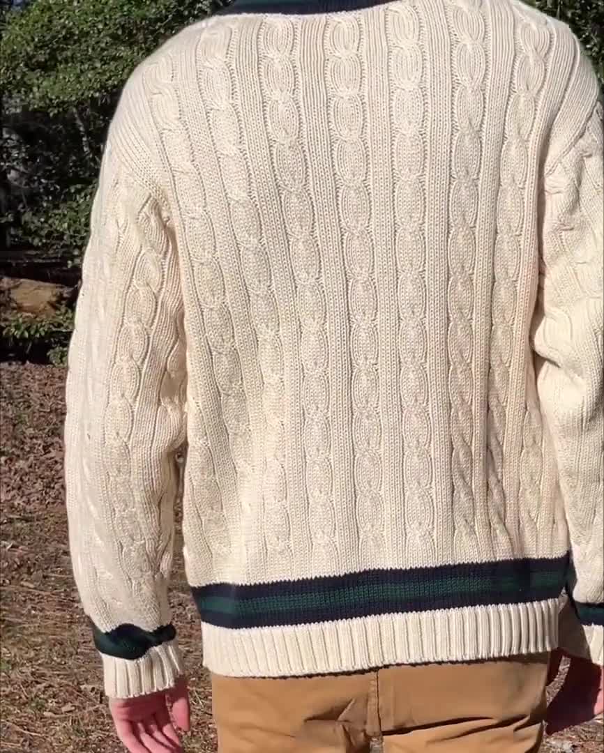 Vintage Brooks Brothers Cable Knit Tennis Sweater - Preppy V