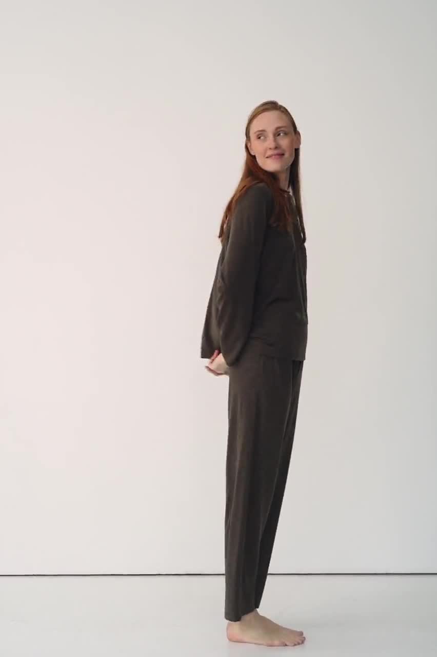 100% Merino Wool Sleepwear Winter Pajamas for Women Thermal Pajamas Blue  Pajama Set Pjs Matching Set IRIS Top and EVA Pants 