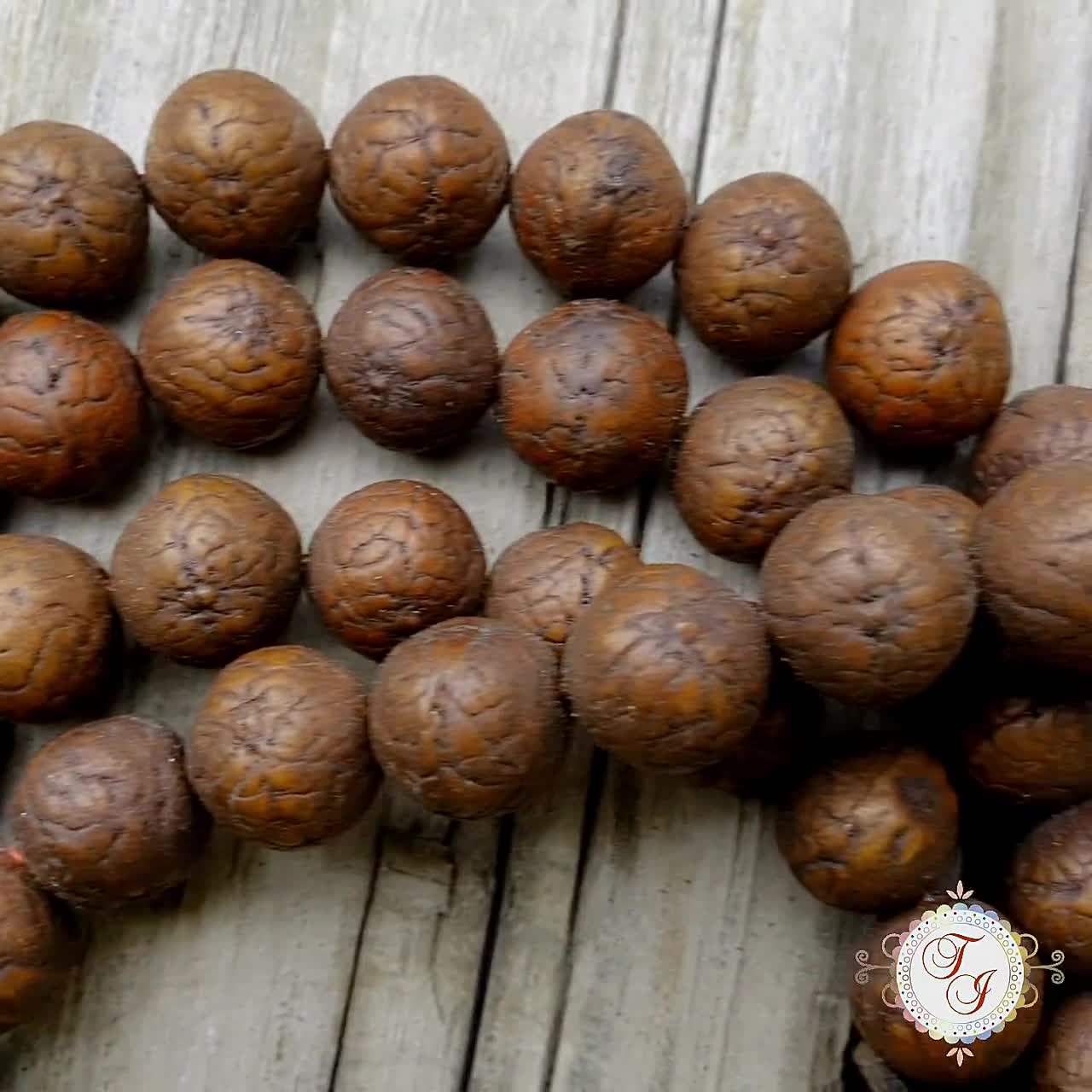 108 Natural Aged Dark Brown Rudraksha Seed Mala Prayer Beads