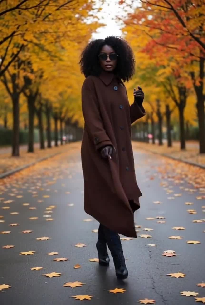 Wool Cape Coat, Brown Winter Overcoat, Elegant Stand Collar Jacket