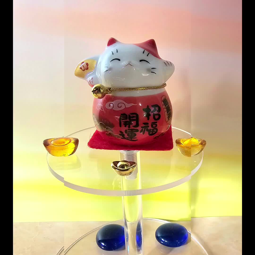 幸運の招き猫　置物 楽天市場】招き猫 陶器 猫 置物 デスクトップ 店舗装飾 癒し 幸運な猫