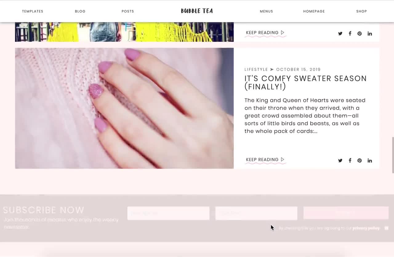 Bubble Tea, Pastel Wordpress Theme