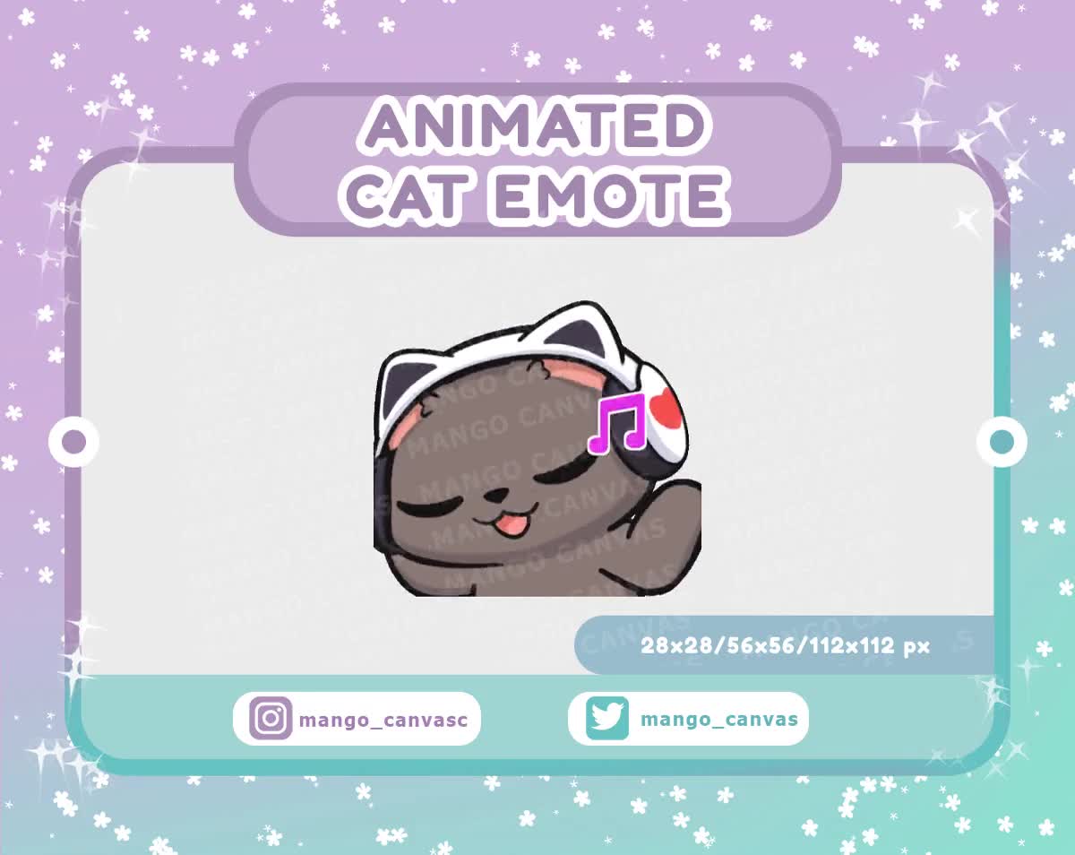 Animated Gray Cat Emote-Music emote