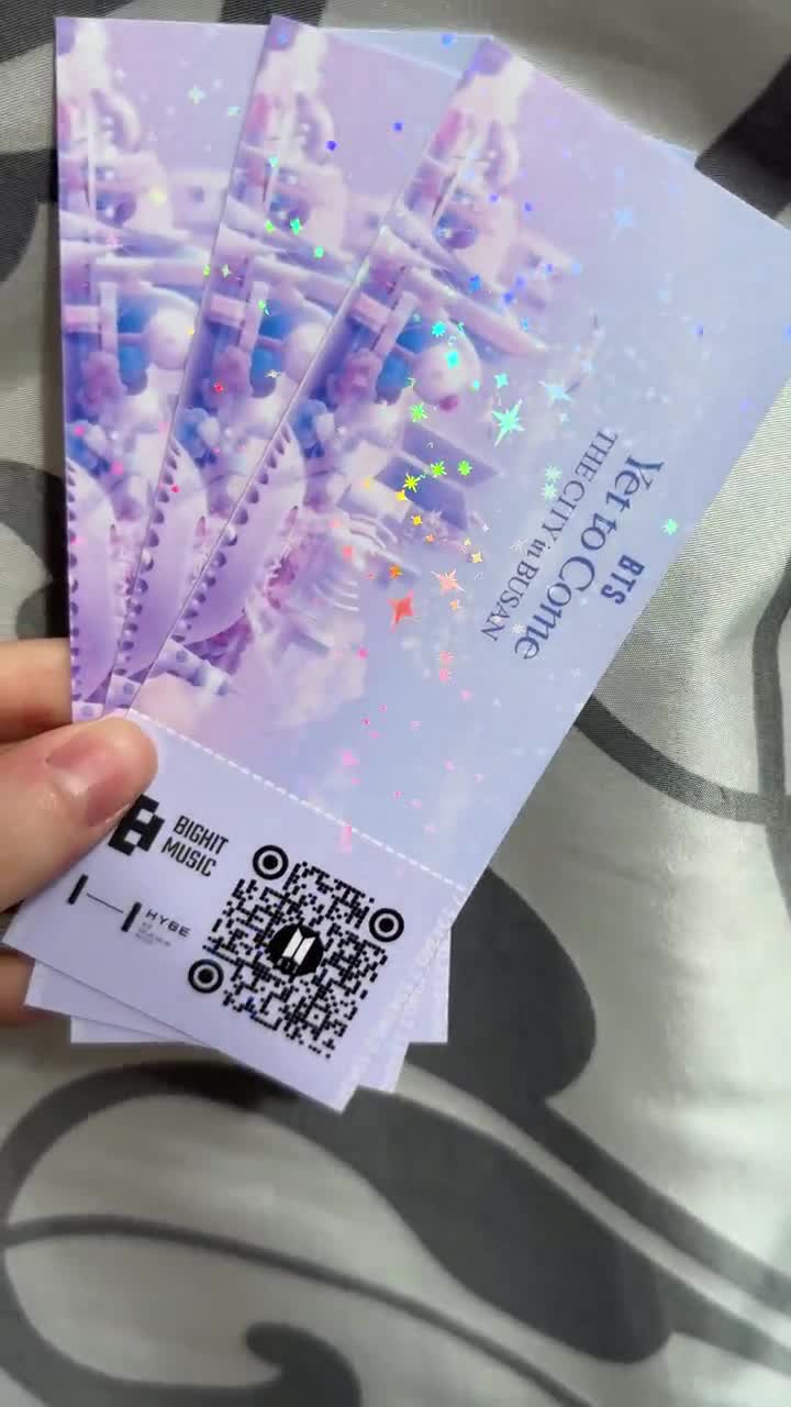 BTS yet to Come in Busan Memorabilia Holographic Concert Ticket & OT7 A6  Art Print Jin, Suga, RM, J-hope, V, Jimin, Jungkook 
