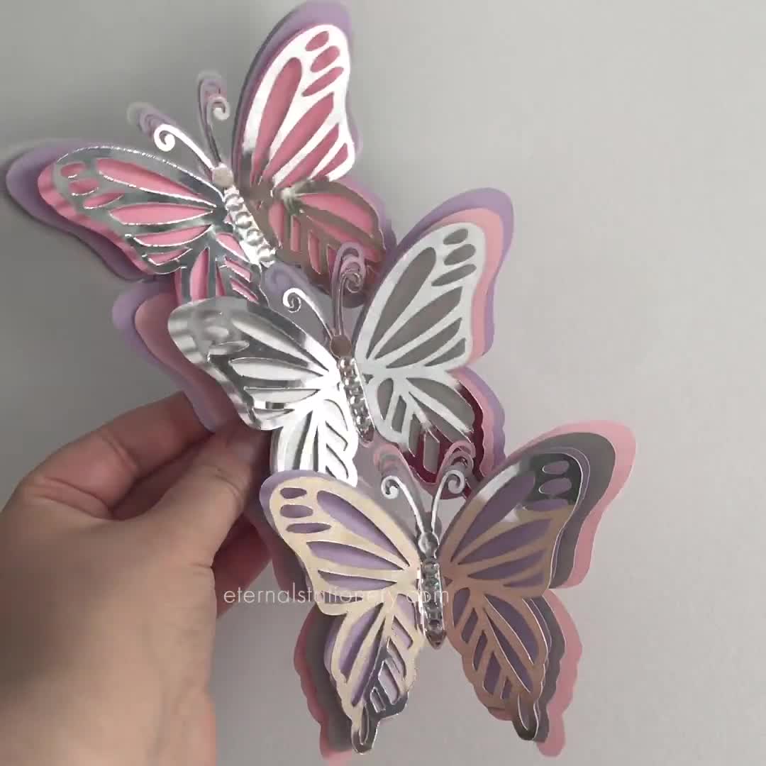 Sagome adesive 3D farfalle argento