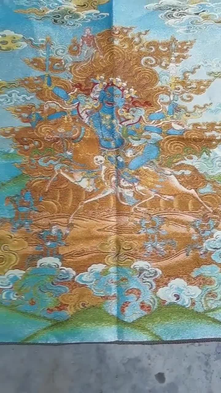 チベット仏教布シルクタンカ絵画、タンカ手描きネパール仏曼荼羅壁装飾