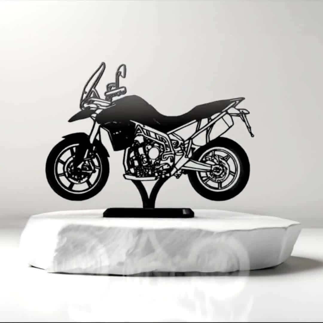 Personalized LED motorcycle British Style Tiger 900 G Series decor gift custom name sign minimal desk art for him warm light base biker room video poster