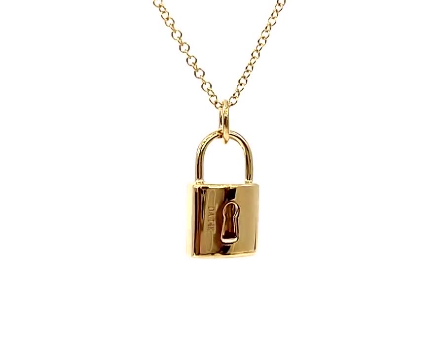 Diamond Lock Necklace / 14K Gold / Two Tone Gold Pendant / Minimalist Necklace / Fine Jewelry / Dainty Necklace / Lock Pendant / Love