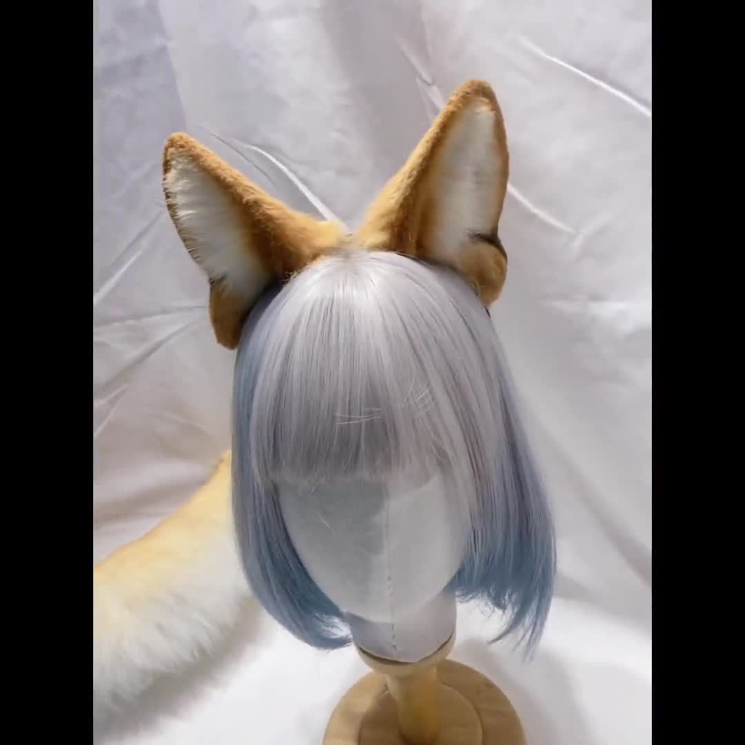 コーギーの耳としっぽセット、コーギーの犬耳ヘッドバンド