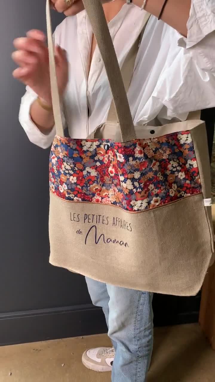 Customizable linen tote bag Fleurs des champs, tote bag, changing bag,  tote, beach bag, customizable bag, Mother's Day gift