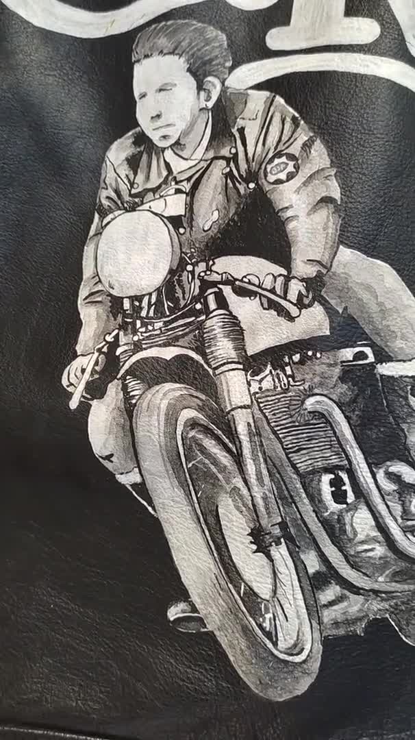 Hand-painted Leather Jacket in Rockers 59er Style by Louis