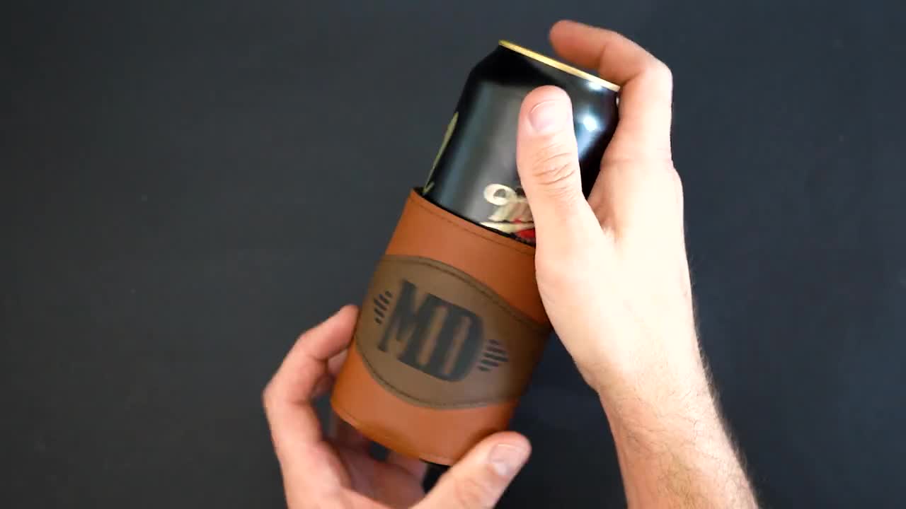 Custom Engraved Leather Can Cooler, Personalized Groomsmen Gift, Best Man Proposal Drink Holder, Groomsman Can Cooler, Bachelor Party Gifts video poster