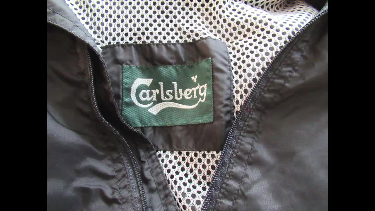 Beer Windbreaker Jacket, Carlsberg Beer Vintage Advertising Jacket, Unisex,  Size M 