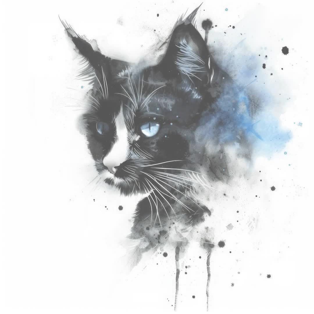 猫のクリップアート 白黒 | 26 の高品質 JPG - 水彩画、デジタル