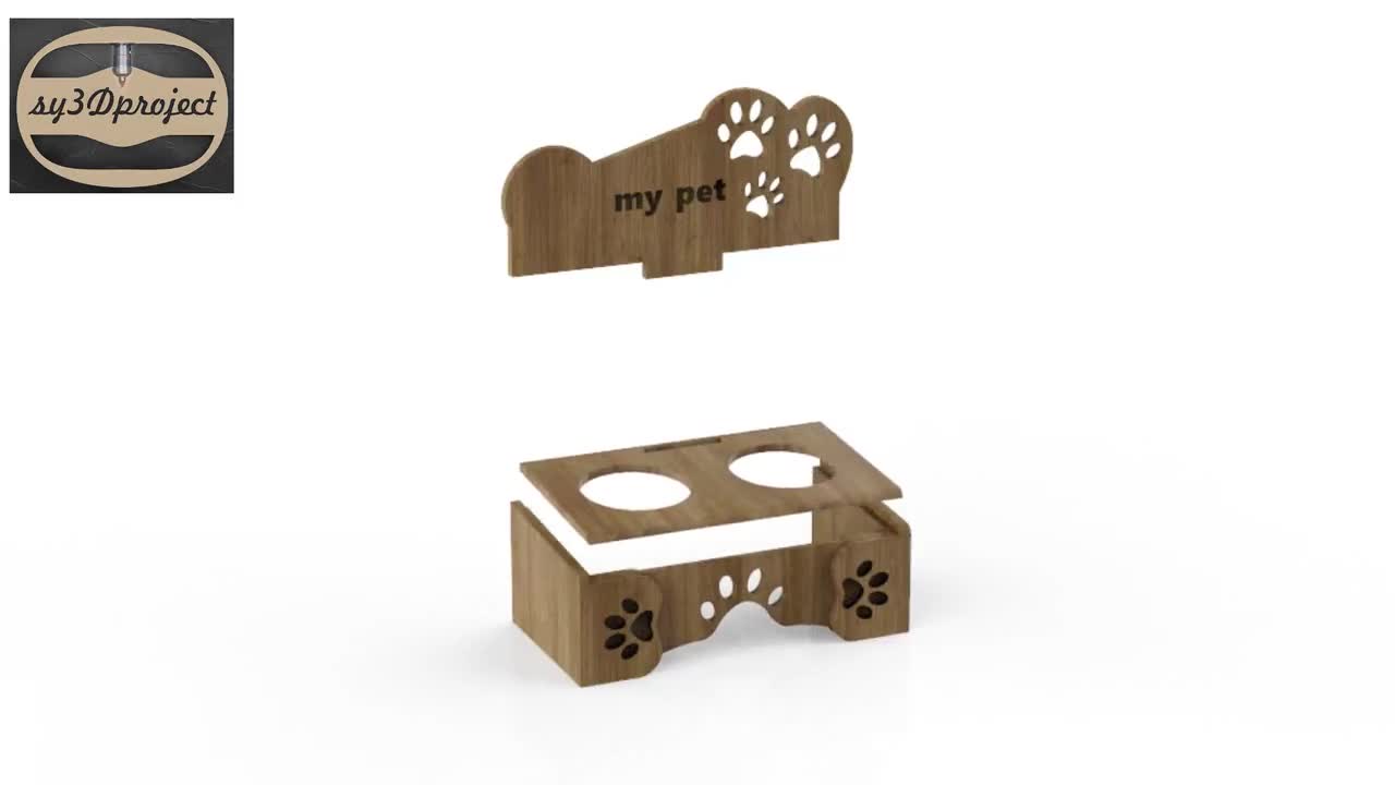 Dog Bowl Stand CNC Plans, Includes Two Sizes, Downloadable and Customizable